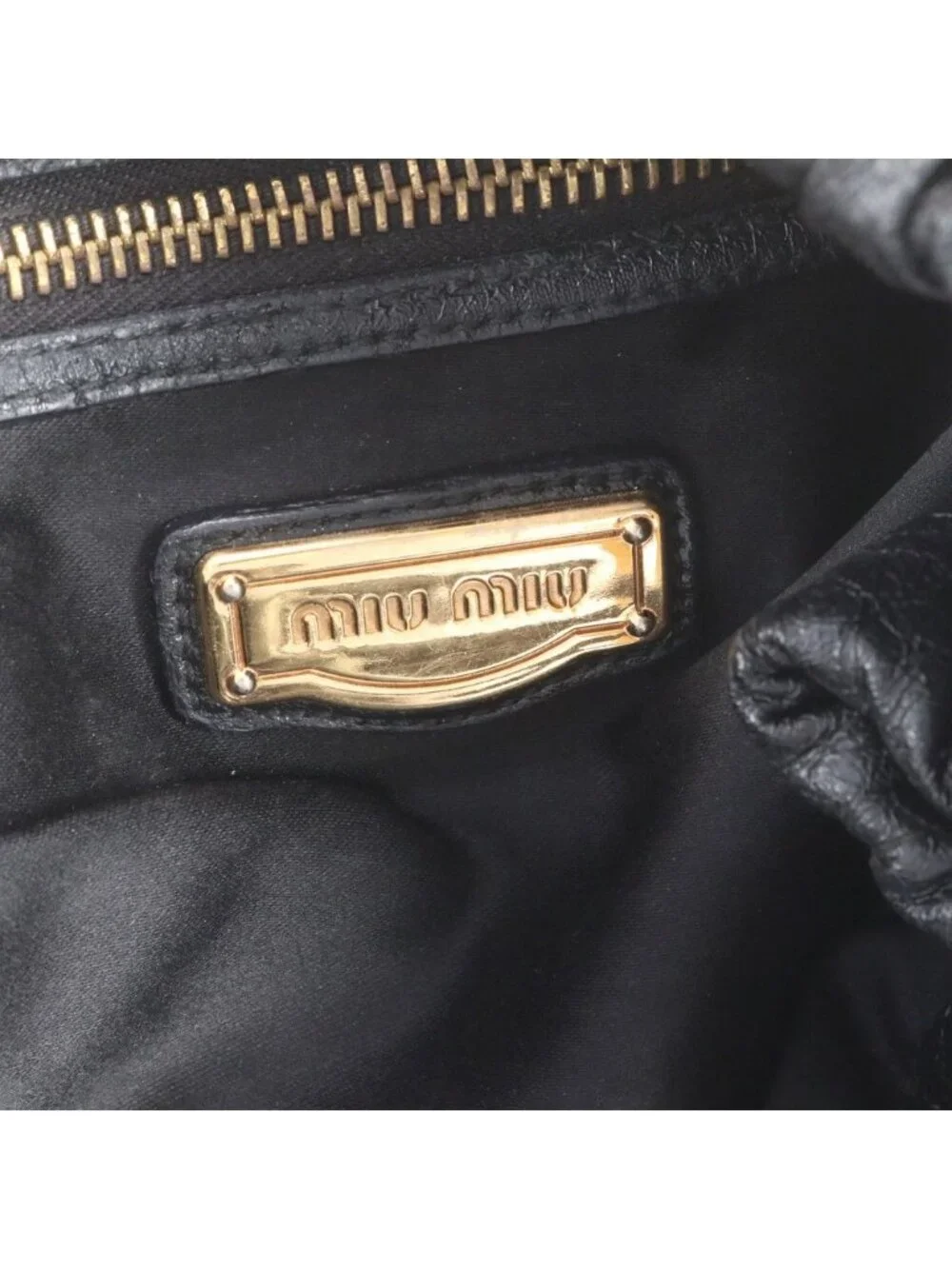 Miu Miu Matelasse Leather Tote Bag Shoulder Hand Black
